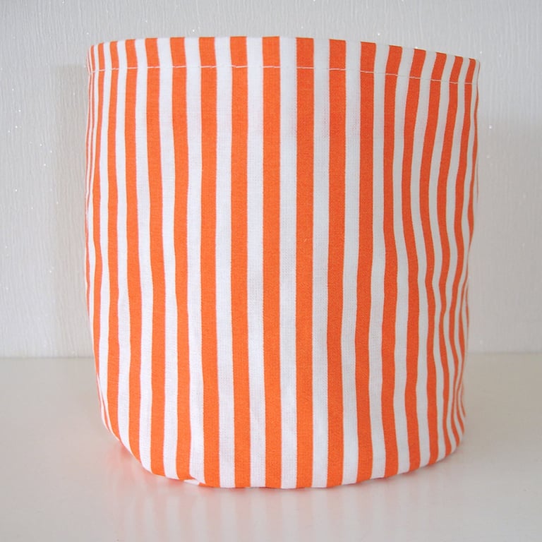 Toilet Roll Holder Orange Loo Storage Basket Bathroom Kitchen Stripes Tidy