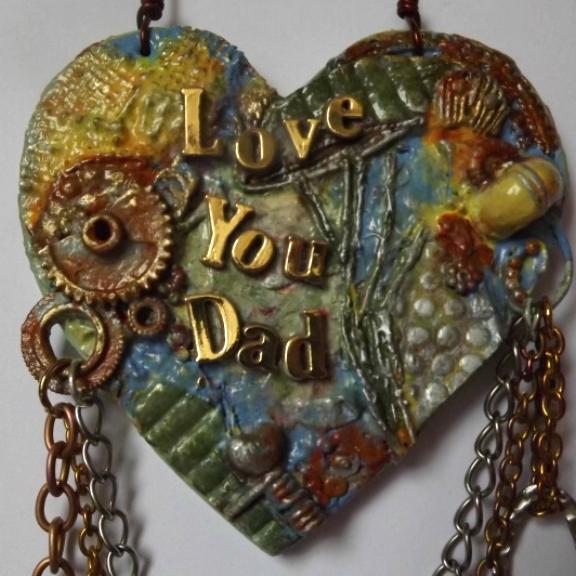Mixed Media Father's Day, Birthday, MDF Hanging Heart Plaque