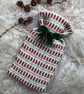 Mini Hot Waterbottle - Red & Green. Handwoven in Wales