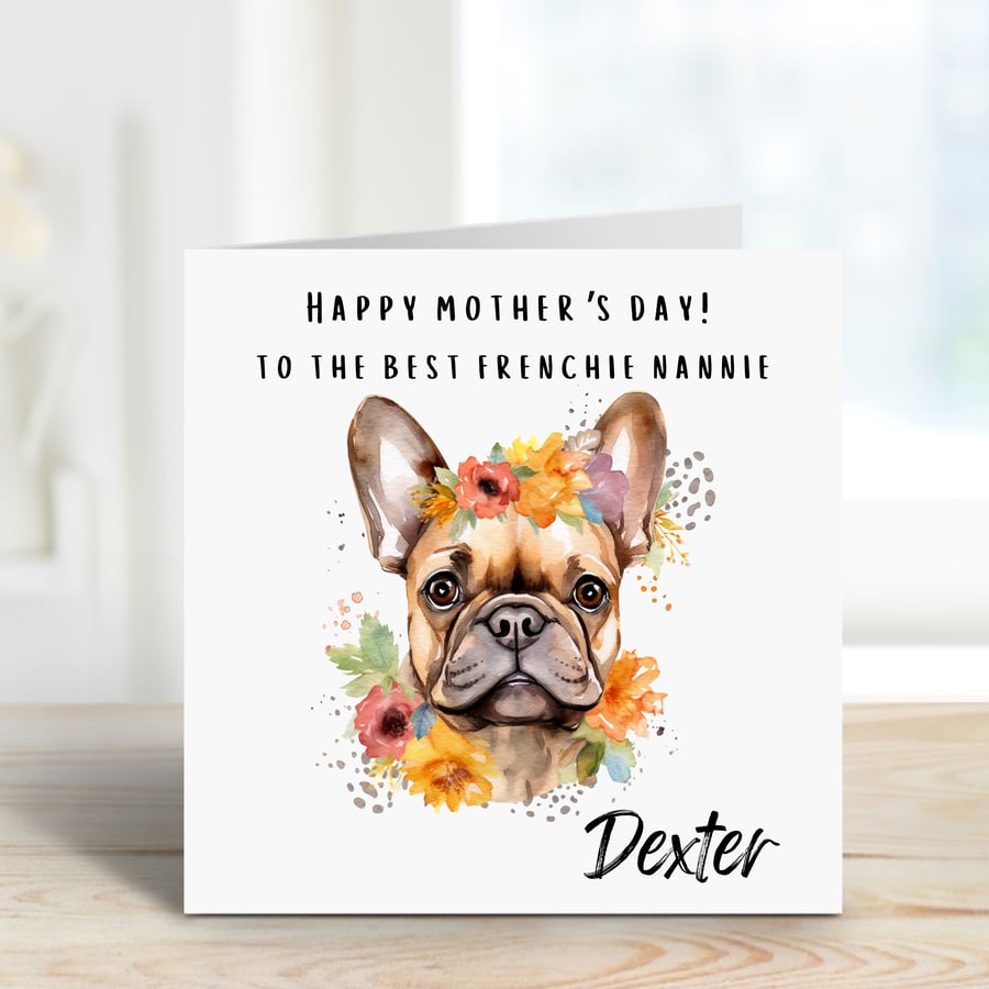 Personalised French Bull Dog Mothers Day Card