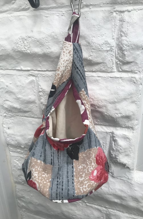 Poppies Linen Peg Bag, Lined Storage Bag for Pegs