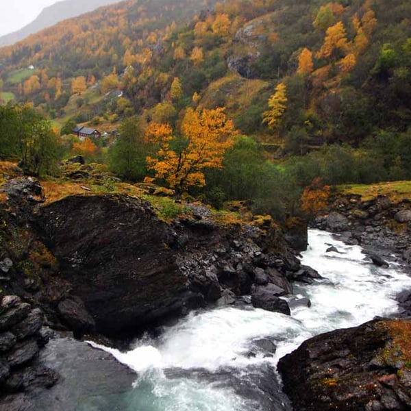 Waterfall Flamsdalen Valley Flam Norway Photograph Print