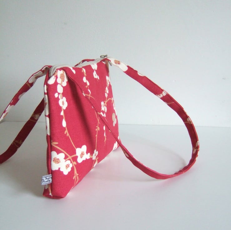 Shoulder bag in a pink and white Japanese cherr... - Folksy