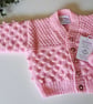  Bobble Design Hand Knitted Baby Girl's Aran Cardigan 6-12 mths size - Image 6