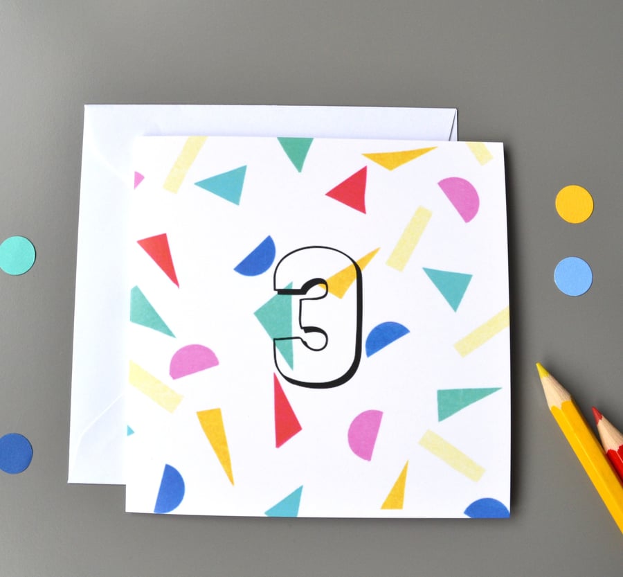 Colourful 3rd birthday card