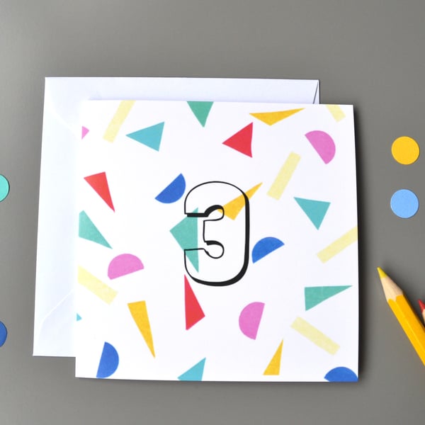 Colourful 3rd birthday card