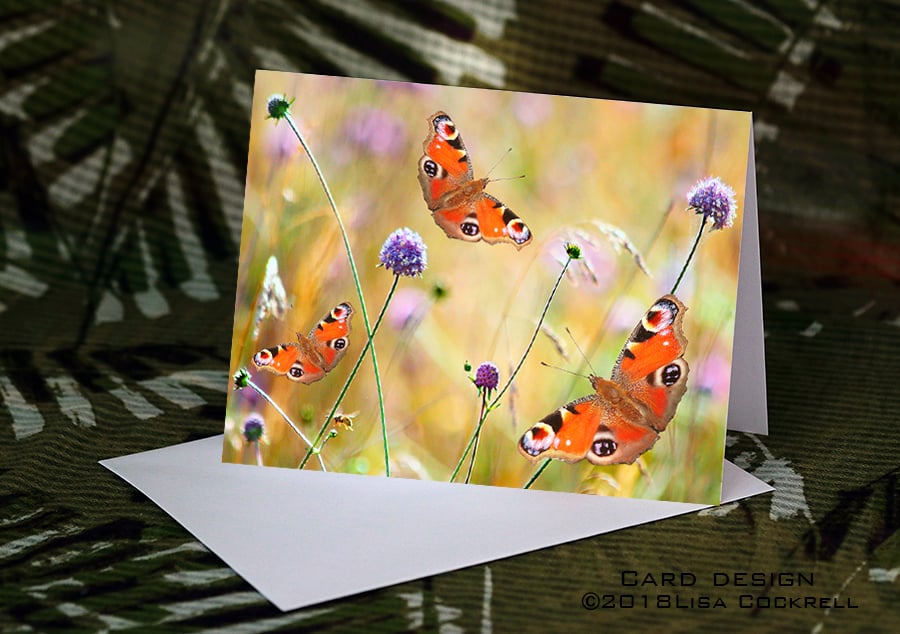 Exclusive Handmade Butterfly Meadow Greetings Card on Archive Photo Paper