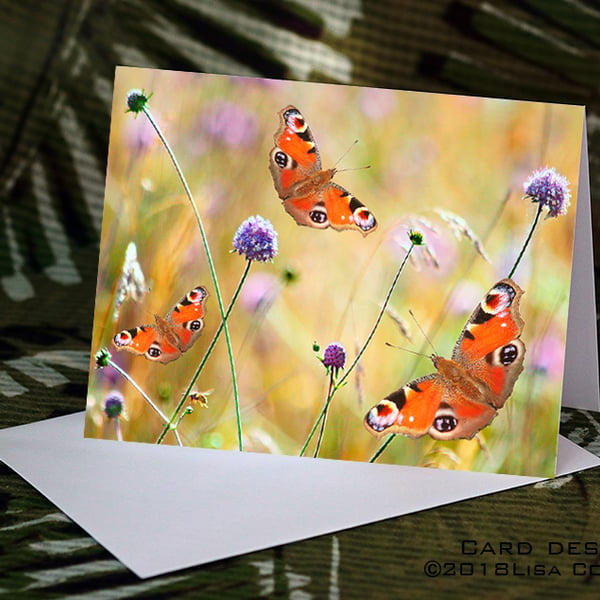 Exclusive Handmade Butterfly Meadow Greetings Card on Archive Photo Paper