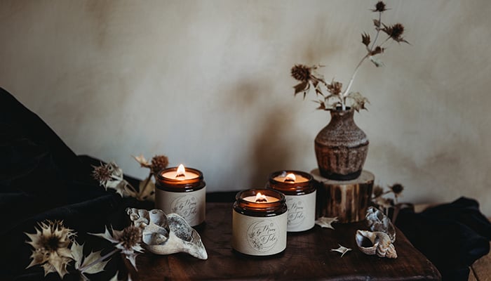 By Moon & Tide candles and calligraphy