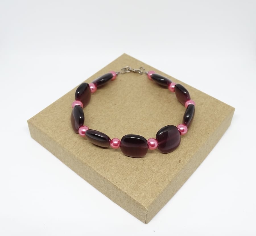 Burgundy & Pink Bracelet