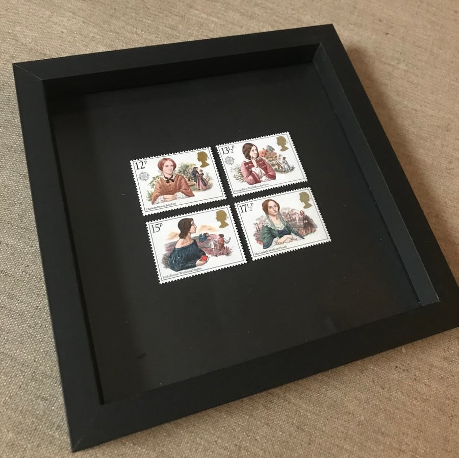 Famous Authoresses x Framed set mint postage stamps Art