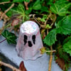 Spooky Cute Mini Ghost Figurines Eco-Resin Glitter Brain Detail Handmade Gothic 