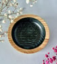 Small, hand-turned wooden dish with vibrant aqua grain detail. - Image 2