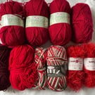 Red DK Yarn bundle Job Lot King Cole yarn Glitz All that Glitters Sparkle Yarn 