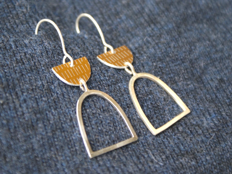 Gold and silver drop earrings