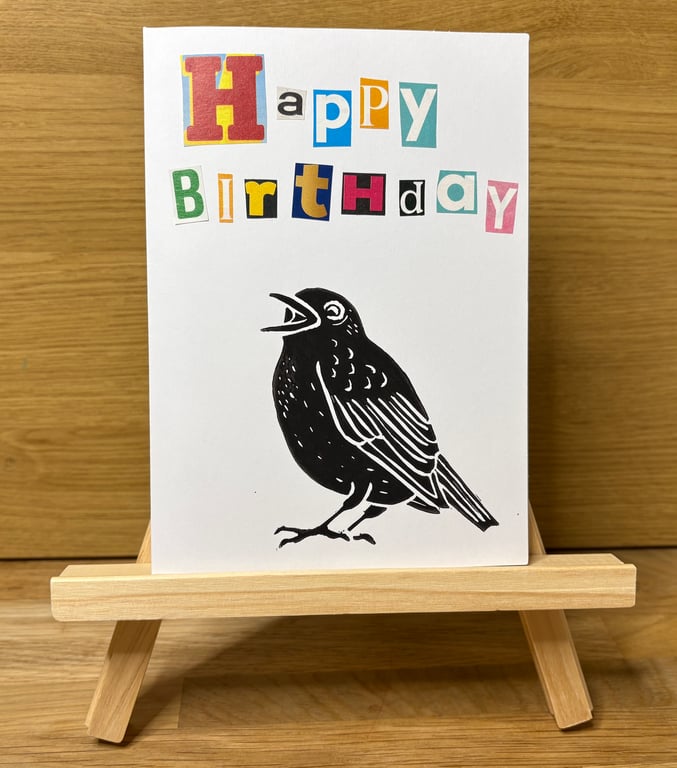 Noisy Blackbird Happy Birthday Greetings Card