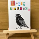 Noisy Blackbird Happy Birthday Greetings Card