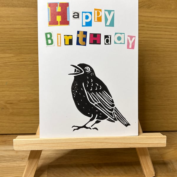 Noisy Blackbird Happy Birthday Greetings Card