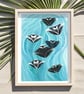 Manta Rays - Illustrated Art Print - Image 2