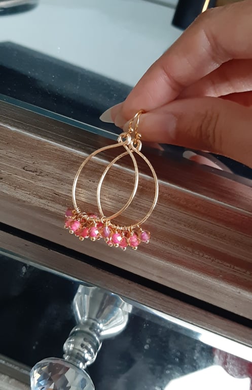 Handmade Beaded Oval Shaped Gangle Drop Hanging Beads Earrings Best Firend Gift