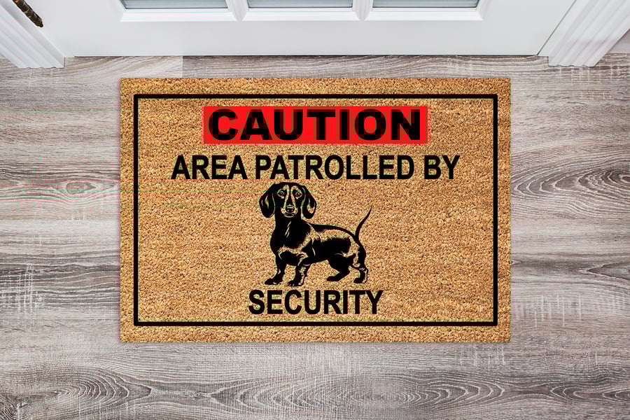 Dachshund Security Door Mat - Short Hair Dachshund Welcome Mat - 3 Sizes
