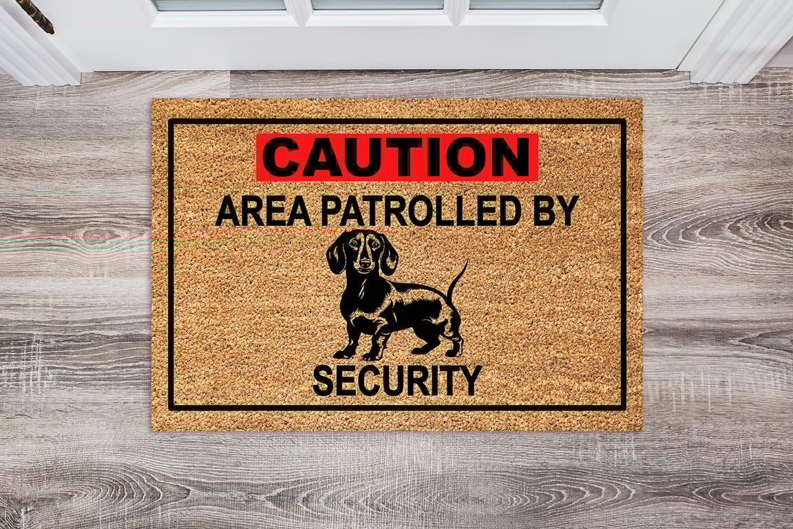 Dachshund Security Door Mat - Short Hair Dachshund Welcome Mat - 3 Sizes