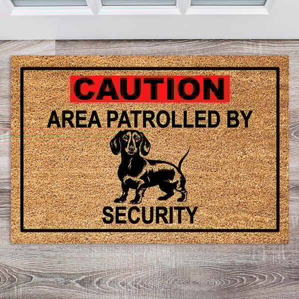 Dachshund Security Door Mat - Short Hair Dachshund Welcome Mat - 3 Sizes
