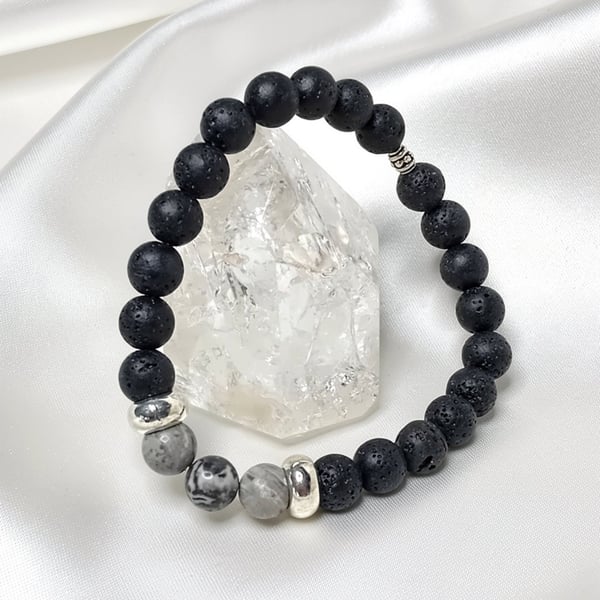 Unisex Lava & Map Jasper Bracelet