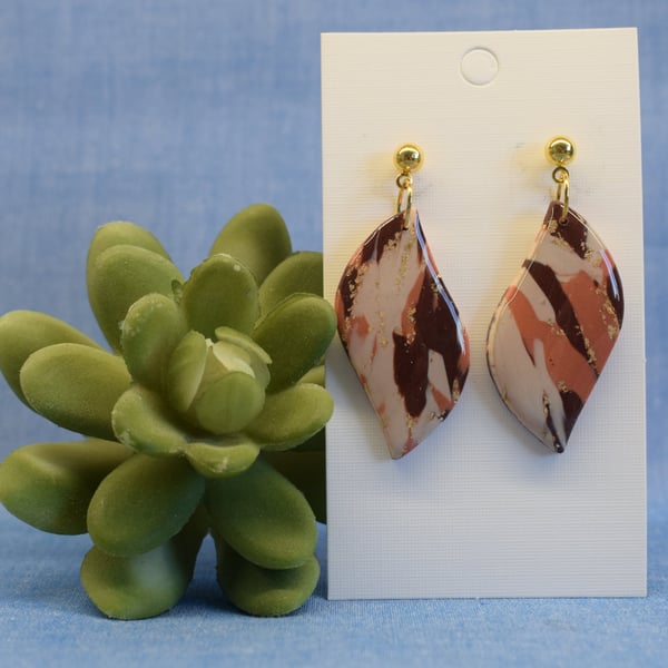 Leaf Marbled Drop Earrings