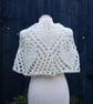Chunky hand knit lace capelet in ivory 100% wool - design SB168 - Image 1