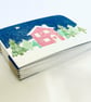 Hand Crafted A6 Sketchbook or Journal with Hand-printed Winter Cabin Design. - Image 4