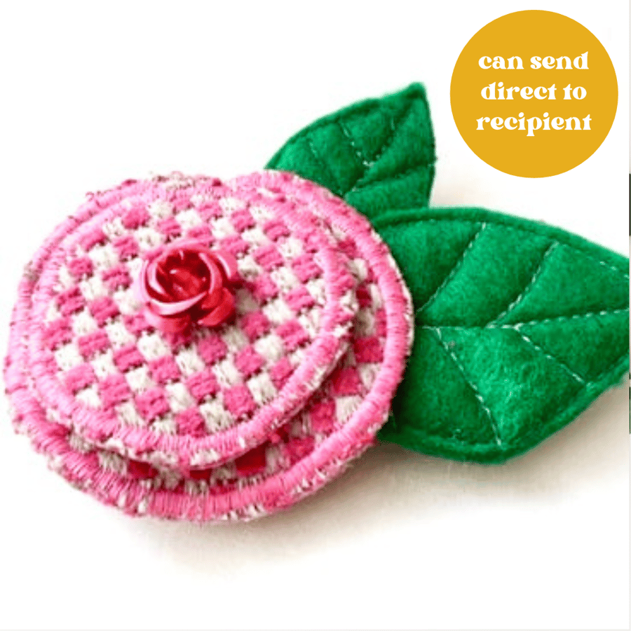 Rose fabric brooch. Fabric corsage.  Floral fabric brooch.
