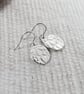 Earrings, Sterling Silver Flower Pattern Rustic Shape Droppers - Image 4