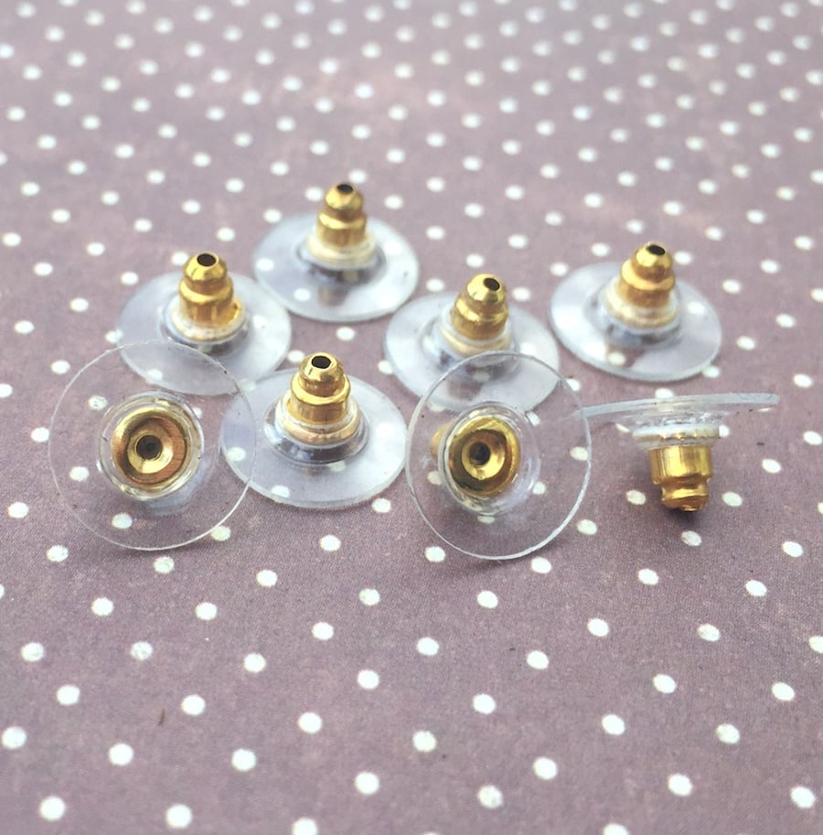 Pack of 20  Gold Plated and Plastic Earring Backs Ear Post Stoppers