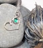 Green Onyx and Sterling Silver Heart Pendant Necklace