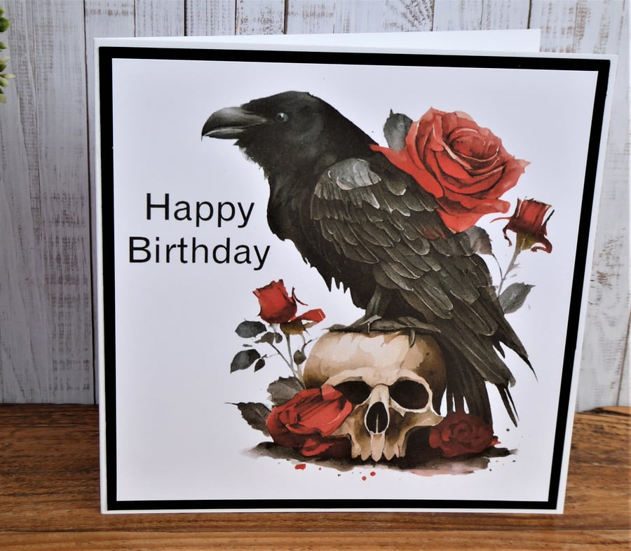C4756    Gothic Raven Birthday Card