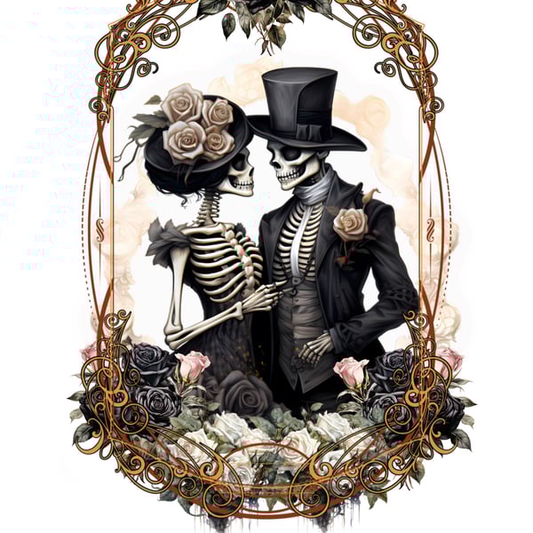 Personalised Wedding Card, Goth Congratulations Card with Skeletons!