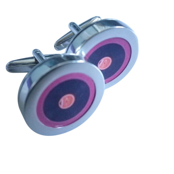 Lilac vintage vinyl cufflinks, free shipping, gift wrapped, great image, Ref 123