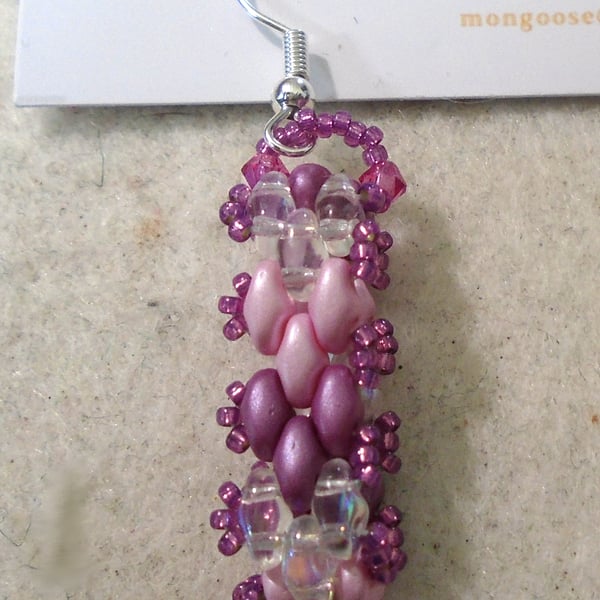 Brickwork-pattern bead earrings (customisable)
