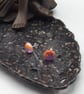 Coral Fused Glass Stud Earrings and Pendant Set - Image 5