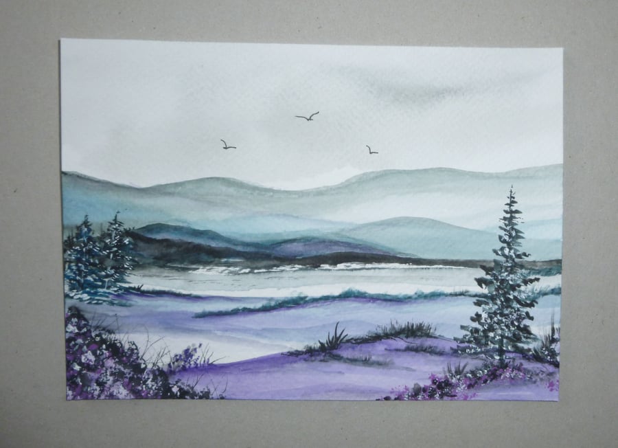 original art hand painted watercolour landscape painting (ref FA 25 B4 )