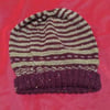 Purple & grey striped wool hat