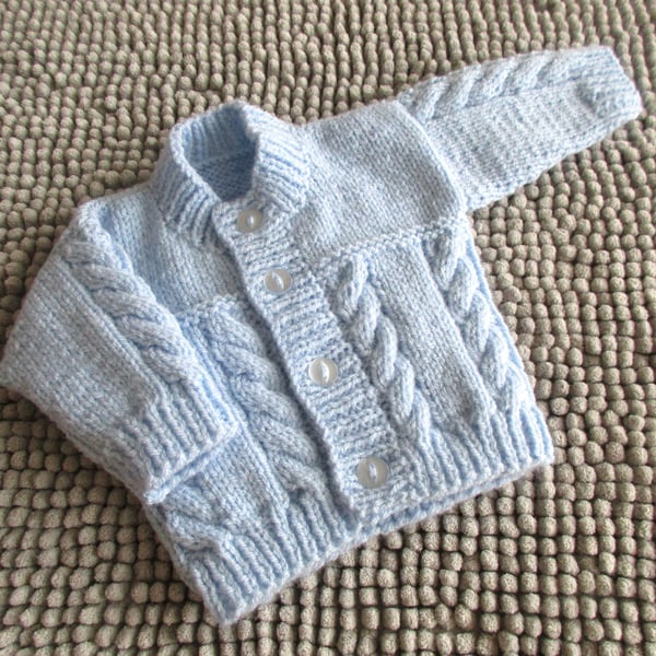 14" Baby Boys Cable Cardigan