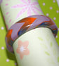 Golden Orange Chevrons Bangle - Handmade - Polymer Clay - Small Fit - Image 4