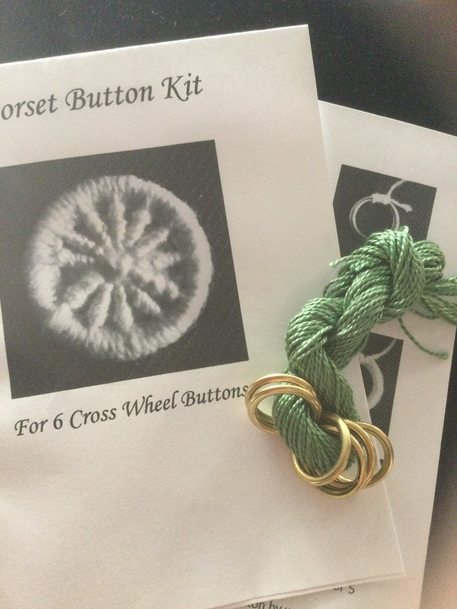 Kit to Make 6 x Dorset Cross Wheel Buttons, Fern, K25