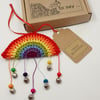 Crochet Rainbow Hanger with Beads and Bells  - Alternative to a Greetings Card 