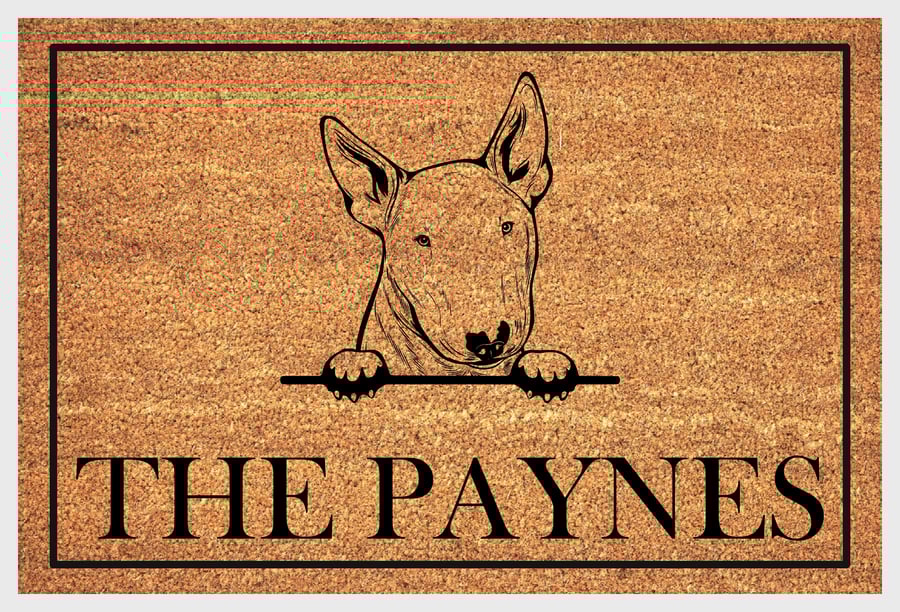English Bull Terrier Door Mat - Personalised English Bull Terrier Welcome Mat 