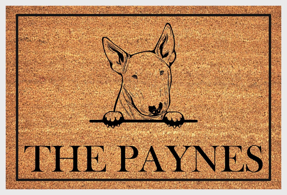 English Bull Terrier Door Mat - Personalised English Bull Terrier Welcome Mat 
