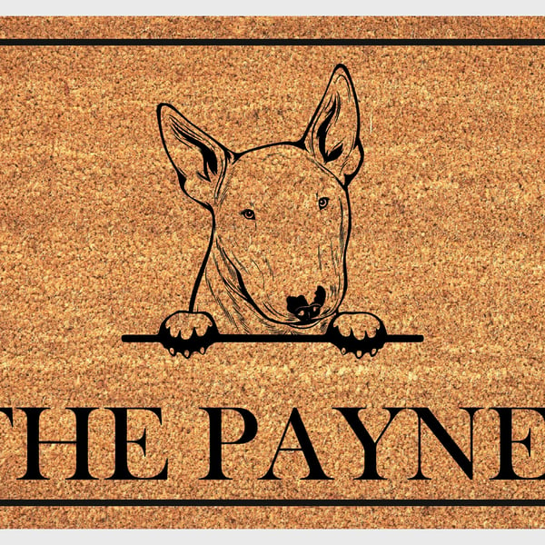 English Bull Terrier Door Mat - Personalised English Bull Terrier Welcome Mat 