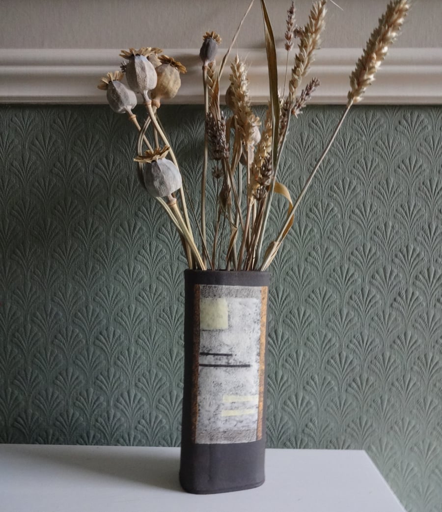 Abstract art ceramic vase home accessory.  Original handmade vase. Flower vase.